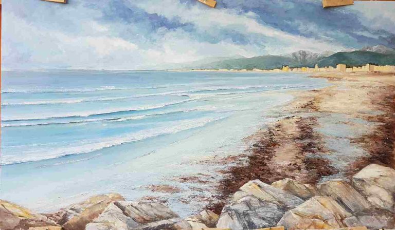 Viareggio dal Molo, acrilico su tavola cm 189x108