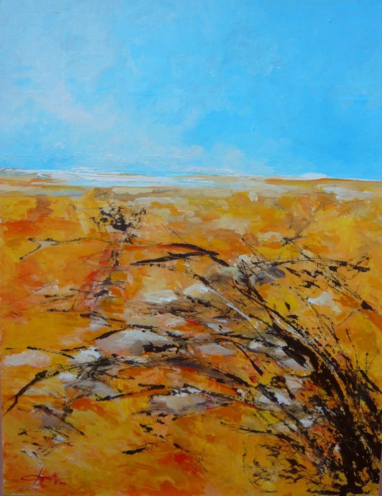 Paesaggio Giallo, aclico su compensato 68x88