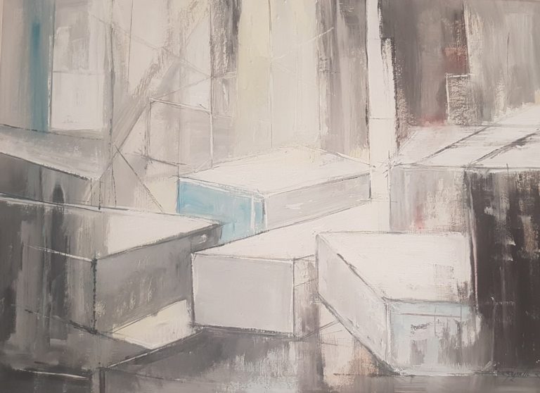 acrilico su compensato 50x70