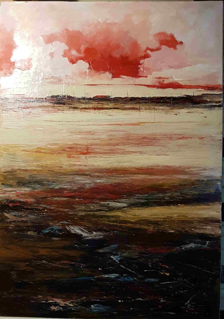 paesaggio con lago t.mista su cartone 70x100 n° 242