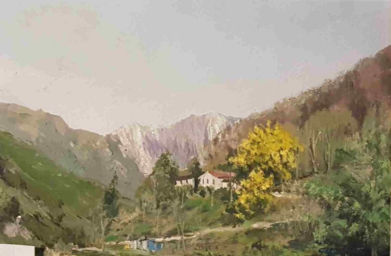 183, La Mimosa acrilico su marmo cm 20x30