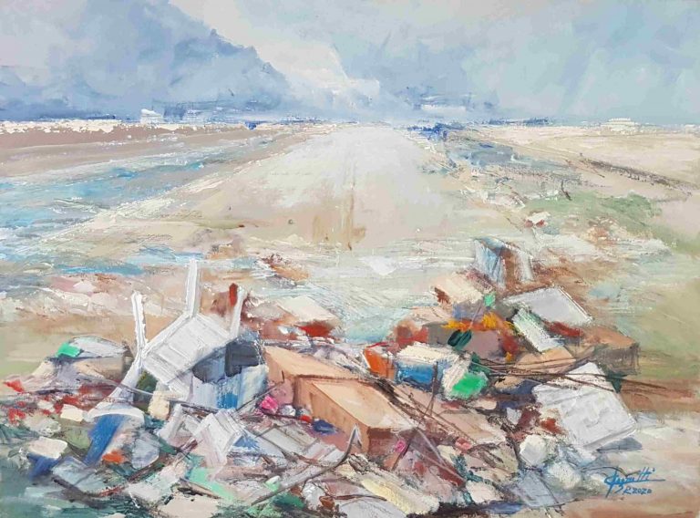 284 Discarica acril su tavola 42x56.5 2020